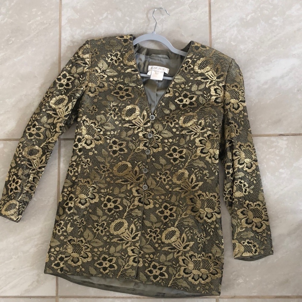 Escada Metallic Lace detail Coat Size 40 - Picture 2 of 8